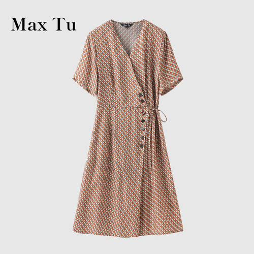 MaxTu天丝A字收腰连衣裙