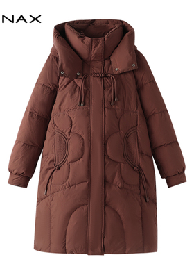 TENAX 2025冬新款宽松大码中年妈妈新中式国风鸭绒中长款羽绒服