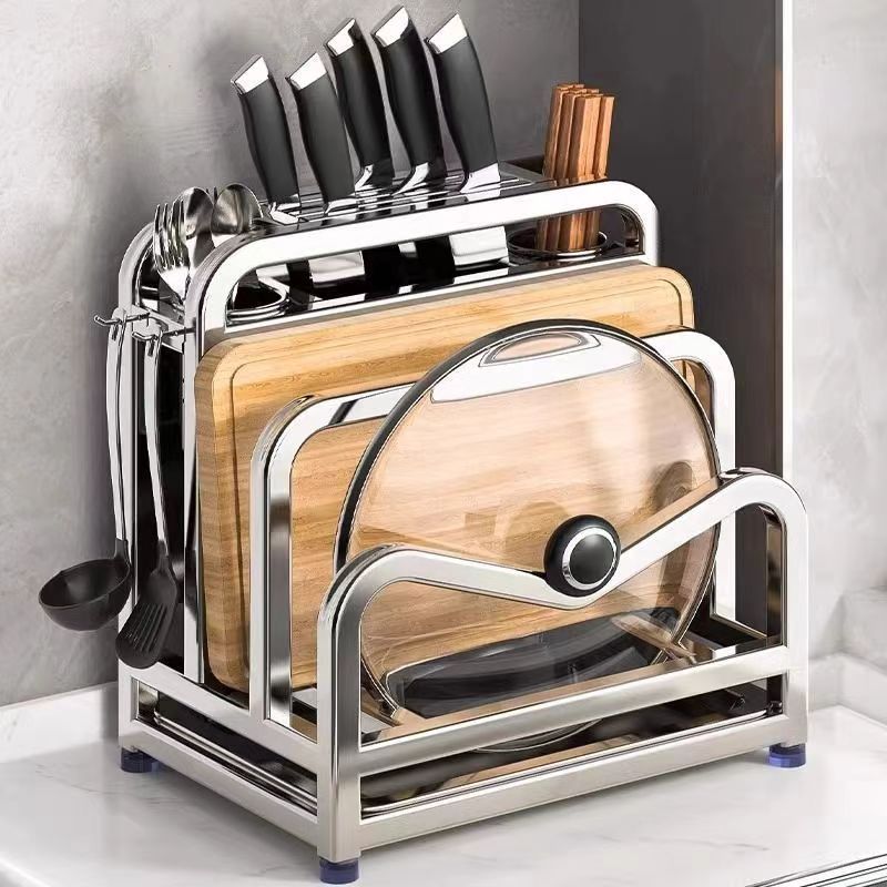 不锈钢厨房用具放菜板菜刀架筷子笼一体刀具砧板收纳层架置物架