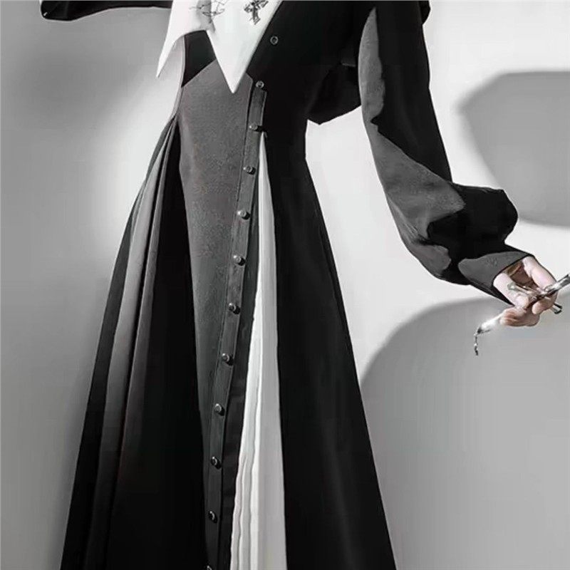 黑白修女暗黑哥特风lolita连衣裙洛丽塔日常万圣节服饰cos服套装