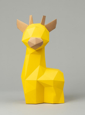 可爱呆萌长颈鹿桌面动物装饰手工纸艺模型家居风格装饰品电视柜