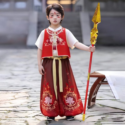 儿童哪吒同款服装小哪托cos衣服套装男童古装女童汉服男孩演出服