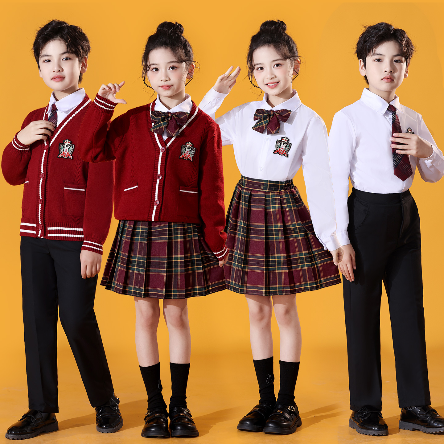 元旦小学生班服校服儿童演出服大合唱团毛衣套装诗歌朗诵表演服装