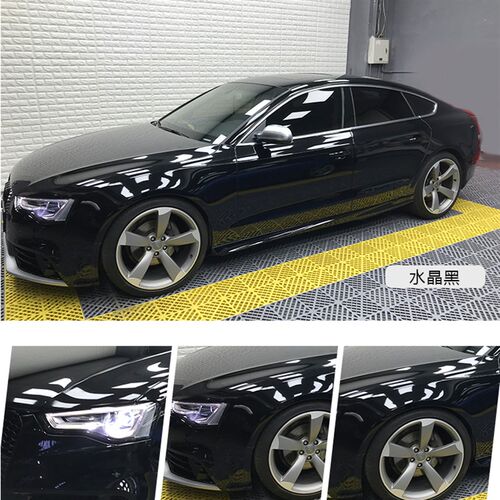 汽车亮光改色膜全车身黑改色膜Elumay水晶武士黑贴膜修复亮光漆面