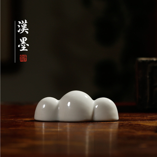 仿古釉白瓷笔搁 多功能书法陶瓷笔架 初学者毛笔搁笔架山文房书法