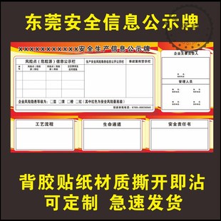 东莞安全生产信息公示牌风险点危险源信息栏生产安全事故隐患风险