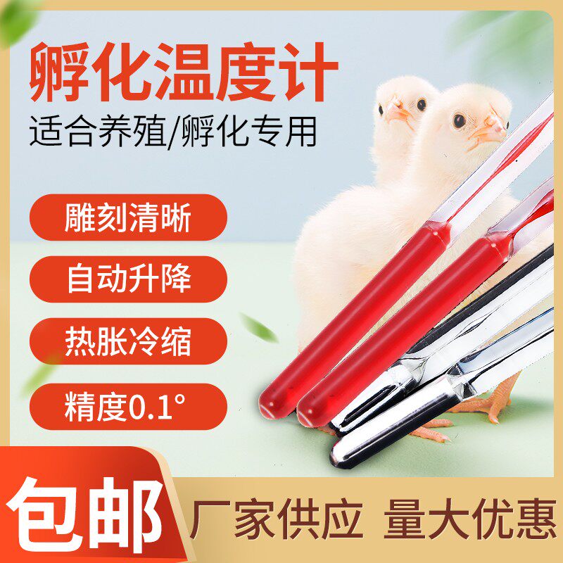 水银红水孵化温度计30-40精度0.1孵化机专用养殖高精密温度计