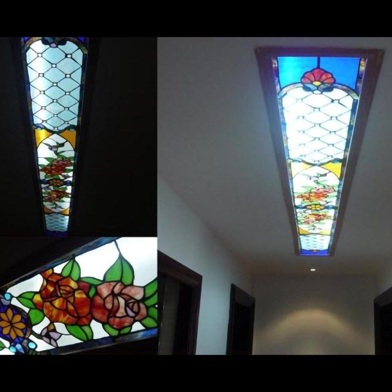 定制雕刻钢化隔断玄关屏风窗门芯欧式帝凡尼艺术玻璃细长灯罩吊顶