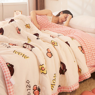 铺毯单人秋冬盖的毛毯冬季加厚加绒双层珊瑚绒毯铺床的毯子