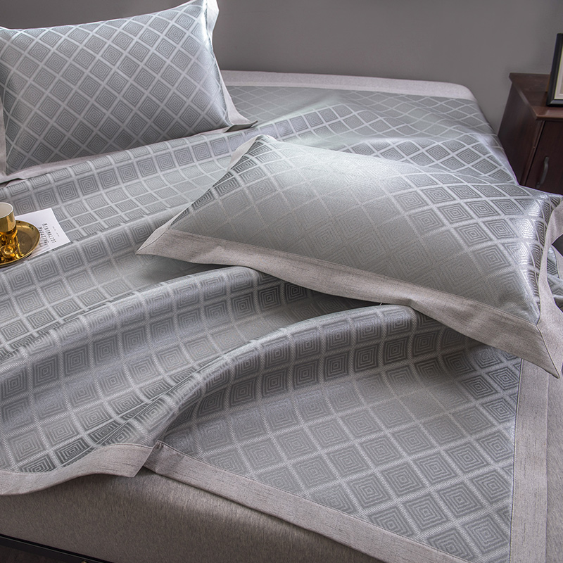 汉方乡村风夏季冰丝凉席三件套带绑带固定可以机洗水洗夏凉空调席