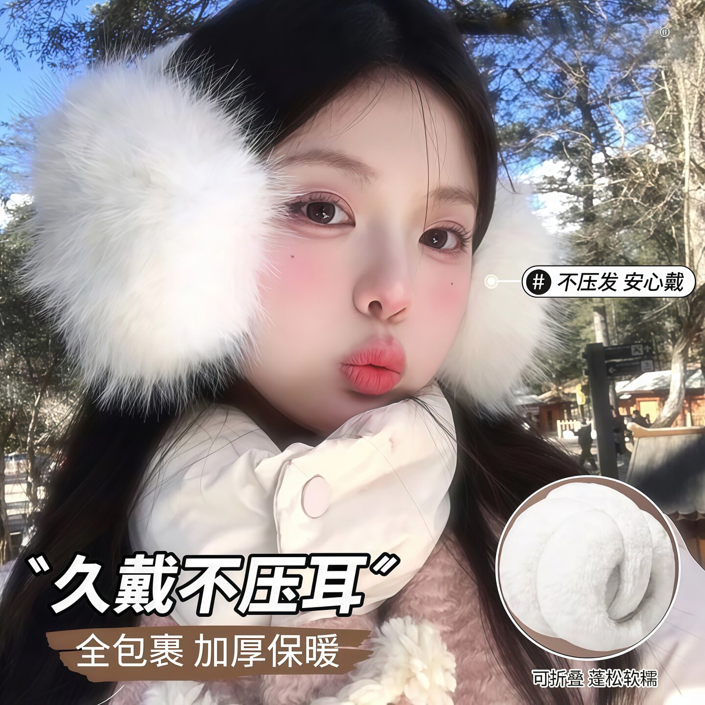 耳罩保暖冬季高颜值护耳可折叠加绒时尚加厚耳朵冬天可爱防寒毛毛