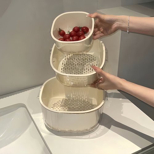 双层沥水篮厨房洗菜盆用品