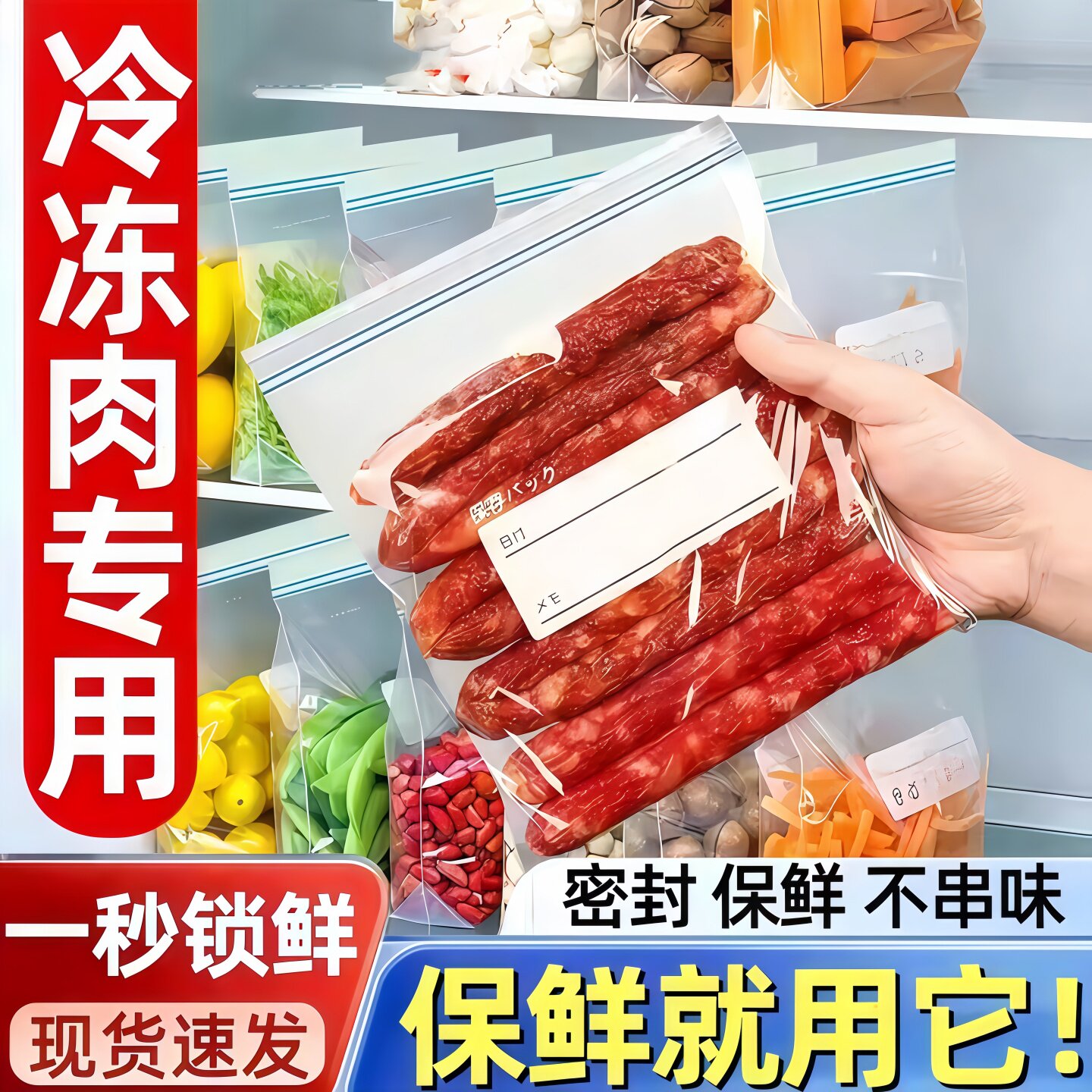 加厚双筋食品级自封保鲜密封袋