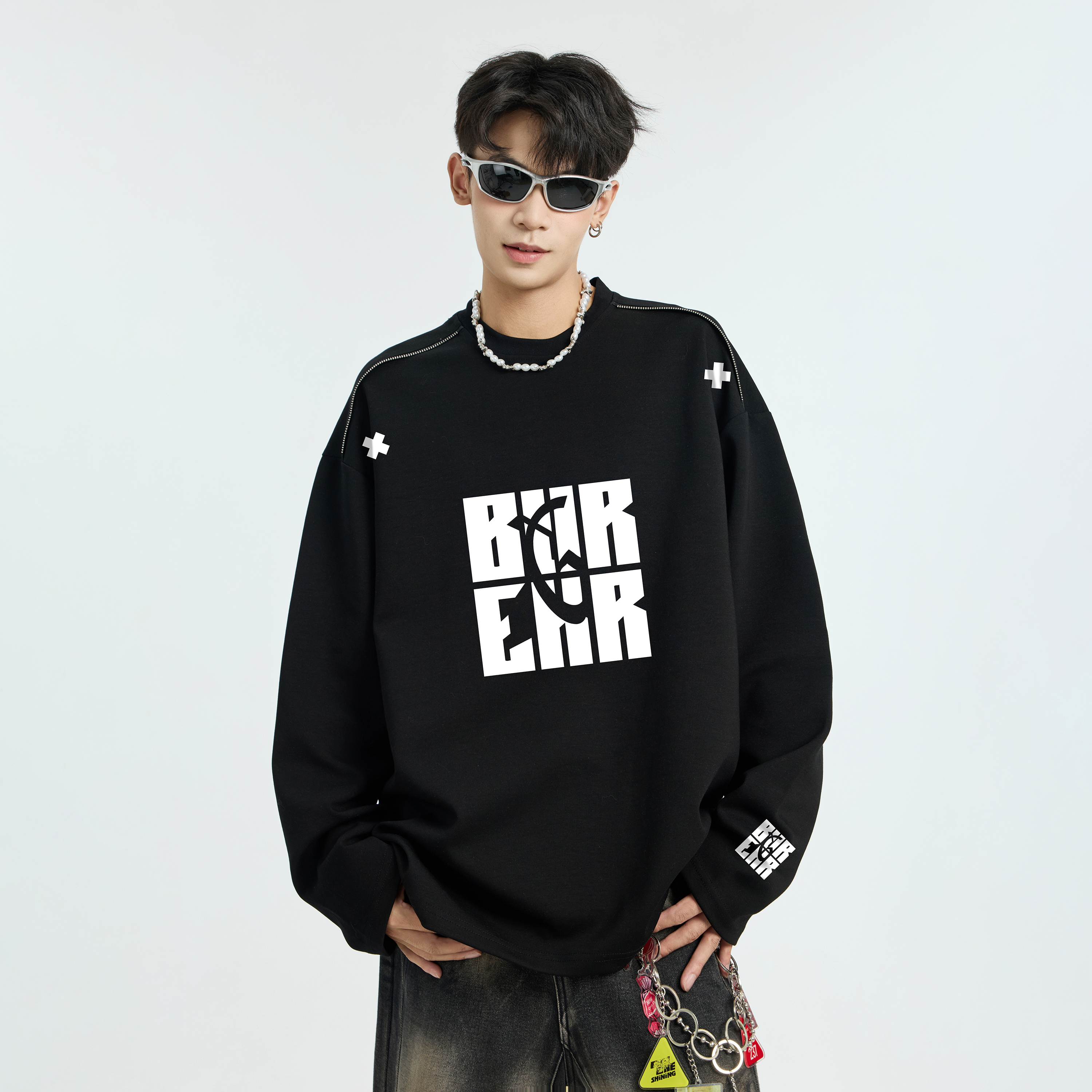 GKKRT美式潮牌贴布刺绣长袖T恤