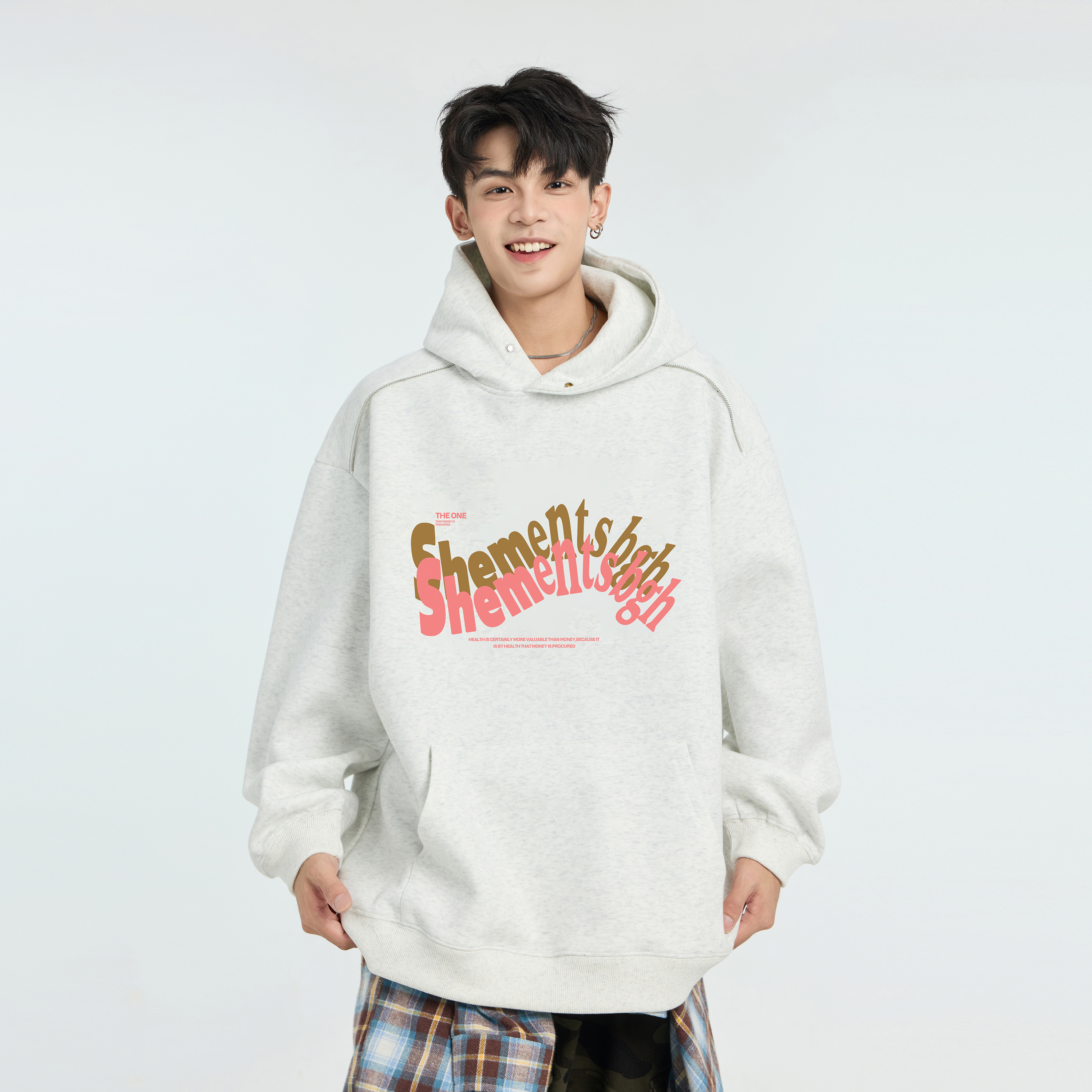 GKKRT潮牌字母印花加绒连帽卫衣