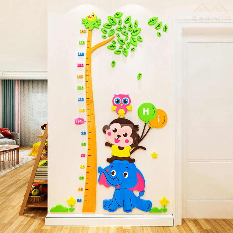 成长大树身高墙贴3d立体幼儿园墙面装饰儿童房宝宝测量身高尺贴画