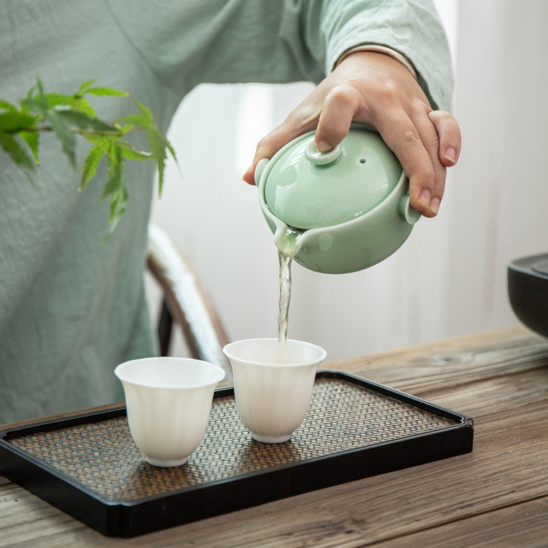 青瓷手抓壶陶瓷功夫茶具小茶壶带过滤网泡茶壶红茶壶铁观音壶家用