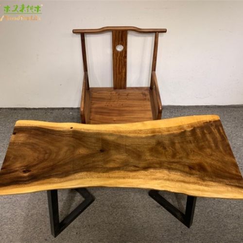 实木大板桌原木整板桌办公会议桌根雕泡茶桌自然不规则大板桌椅子