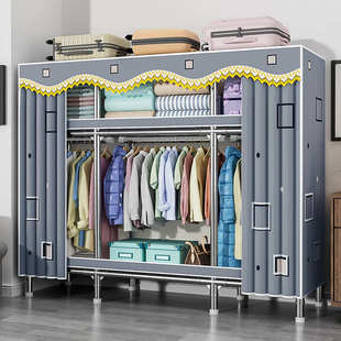 简易衣柜家用卧室组装2025爆款新款布衣柜加厚加粗全钢架结实耐用