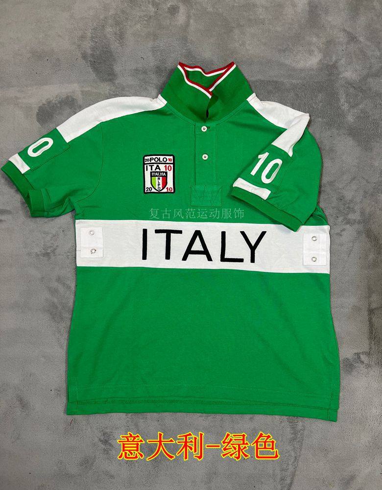 thumbnail for Men's sports polo shirt T-shirt summer vintage lapel contrast color short sleeve embroidered tennis suit national flag casual top