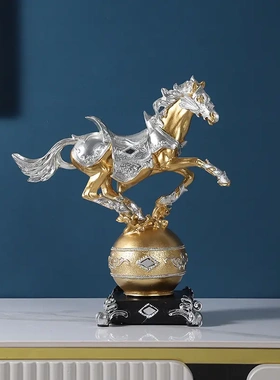 欧式轻奢立体骏马树脂摆件办公室桌面摆设开业乔迁新居赠礼品