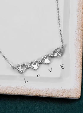 925银love四项链小众设计数字520表白爱心锁骨链