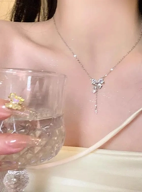 结锆石流苏钛钢项链女轻奢小众设计高级感锁骨链新款气质配饰