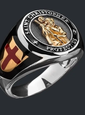 欧美新款热销饰品 潮流个性复古风背小孩图男石戒指