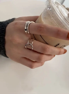 日式食指戒小众设计风女潮人时尚个性复古冷淡风开口指环