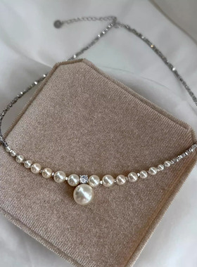超闪仿珍珠碎银子项链女吊坠
