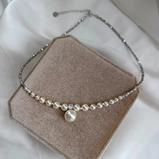 超闪仿珍珠碎银项链女2025新款爆款颈链配饰轻奢小众高级感锁骨链