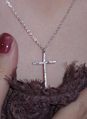 银色十字架吊坠项链女