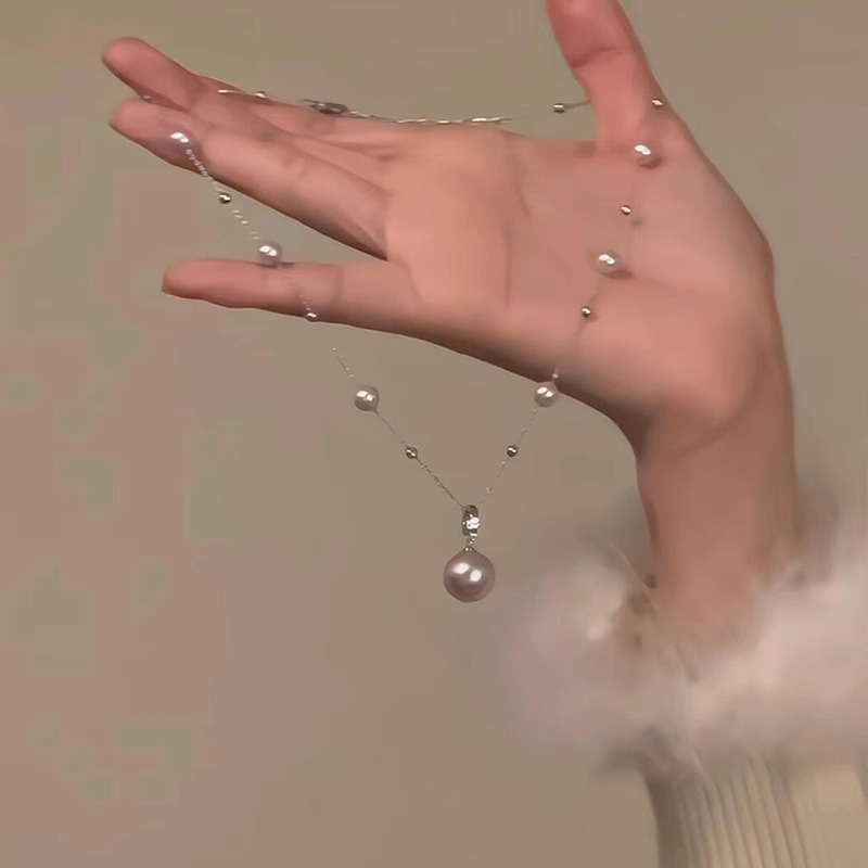 银色仿珍珠项链女气质百搭颈链