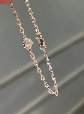 冷淡风银色爱心链条手链女