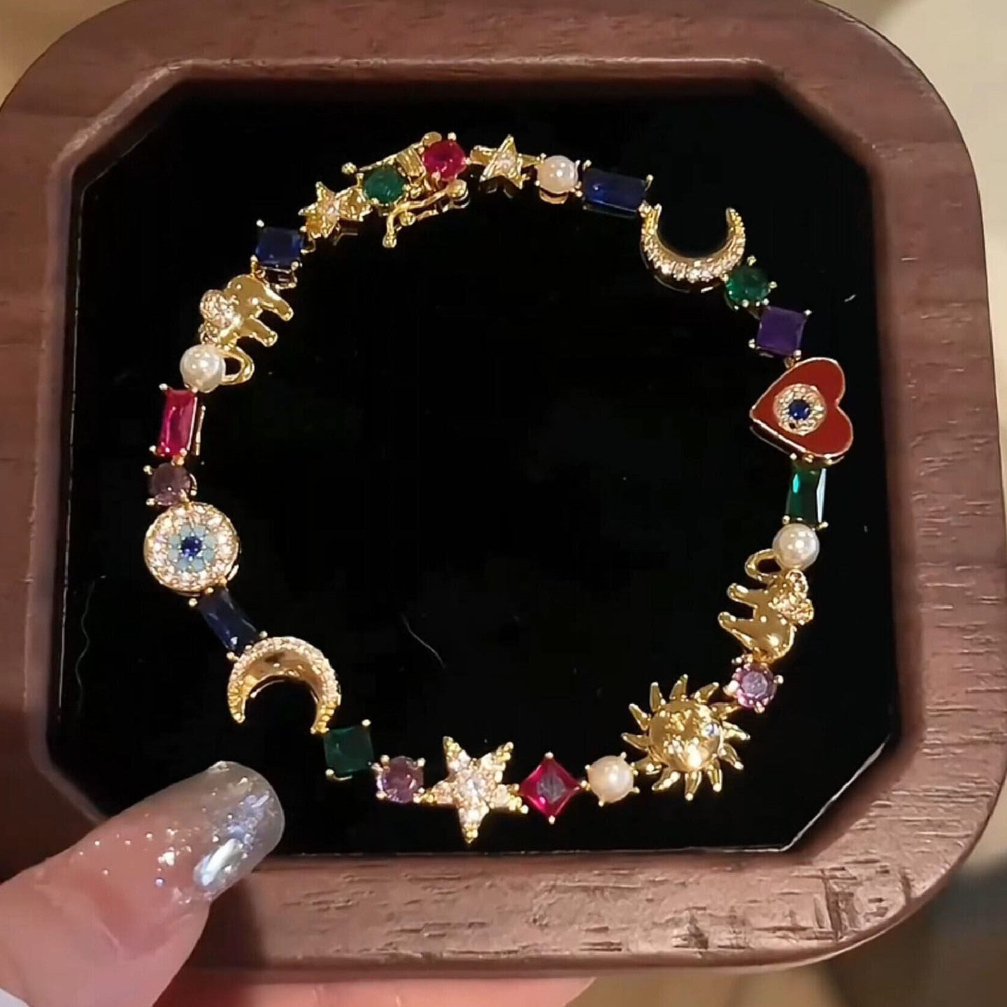 复古多巴胺星星月亮手链女