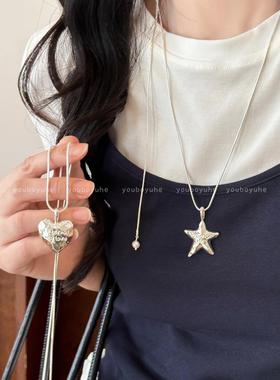 韩系银色爱心字母项链女颈链