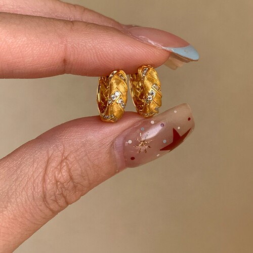 中古Vintage金色拉丝麻花耳扣女