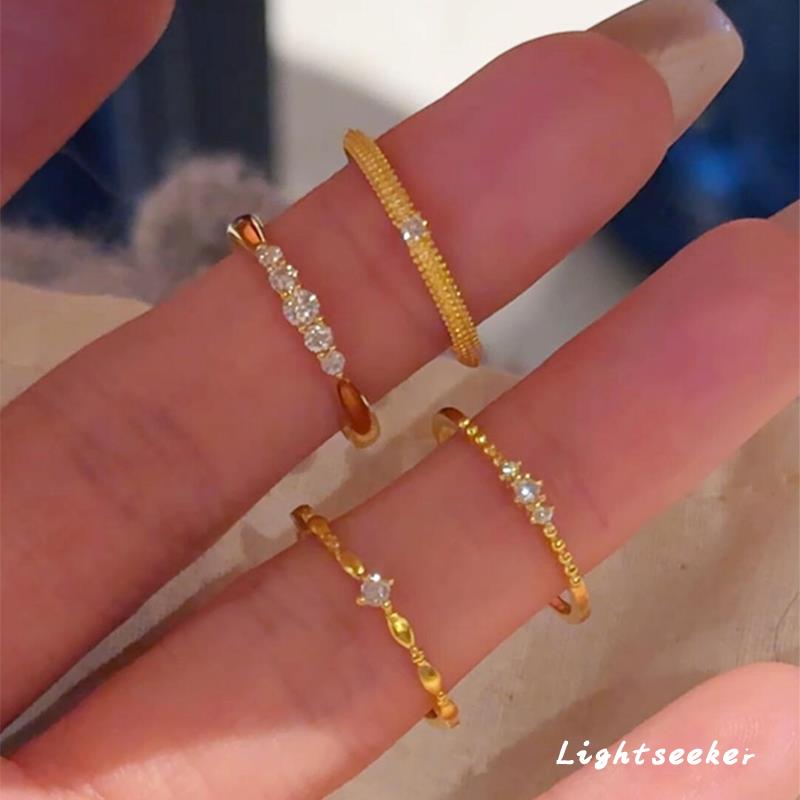 金色拉丝戒指女小众设计感
