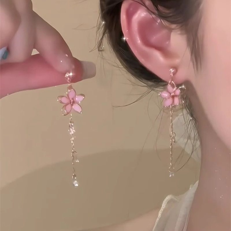 甜美粉色桃花流苏耳环女2025新爆款独特耳钉度假风轻奢高级感耳饰,饰品/流行首饰/时尚饰品新,耳环,淘宝优惠券,粉丝福利购,淘宝优惠卷
