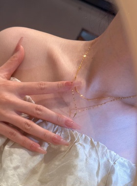 复古金色双层十字架项链女吊坠