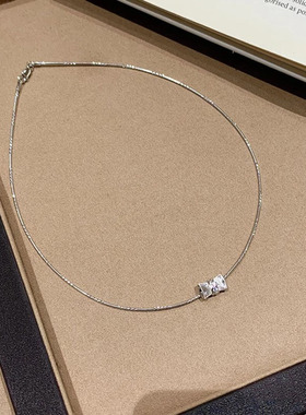 清冷感银色小蛮腰项链女吊坠