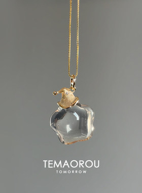 可爱巫师帽冰透星星吊坠项链女