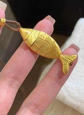 新中式金色拼接小鱼项链女