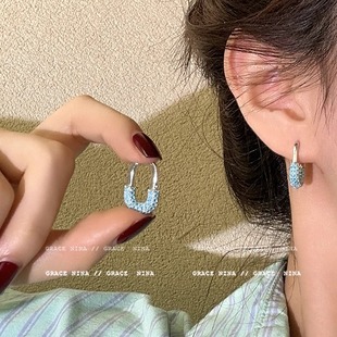 绿松别针耳环女小众轻奢设计个性 高级感耳钉 耳饰独特2025新款 爆款