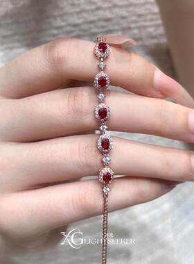 中古Vintag爆闪椭圆仿红宝石手链