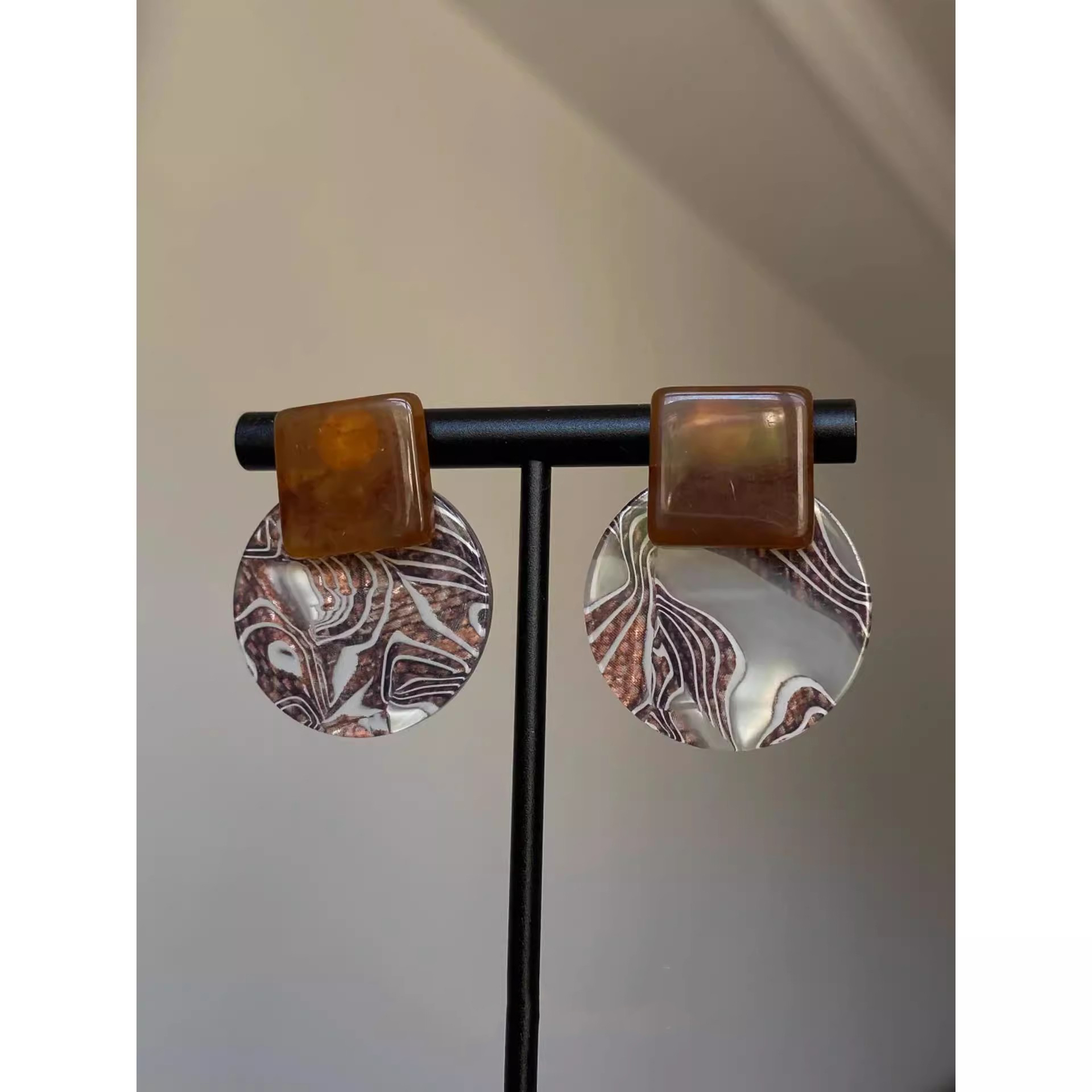 美拉德复古几何耳环女耳扣