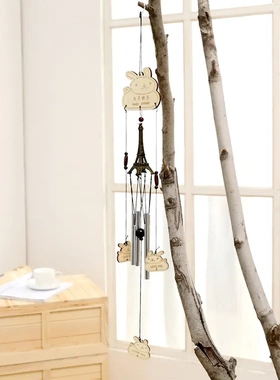 C1413 AM376铁塔金属管风铃 木质卡通祝福语 学生礼品