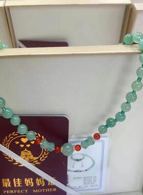 妈妈链项链套装珠耳饰饰手链东陵手IVR串圆首礼盒装送妈玉妈节日