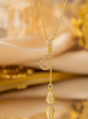 品质气洁质轻奢满大链接L锆铜镶项锁链女真微金电镀简网红精致骨