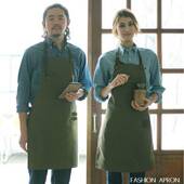 围裙定制logo 绘画咖啡厅韩版 印字围裙 绿色围裙帆布美术围裙定做